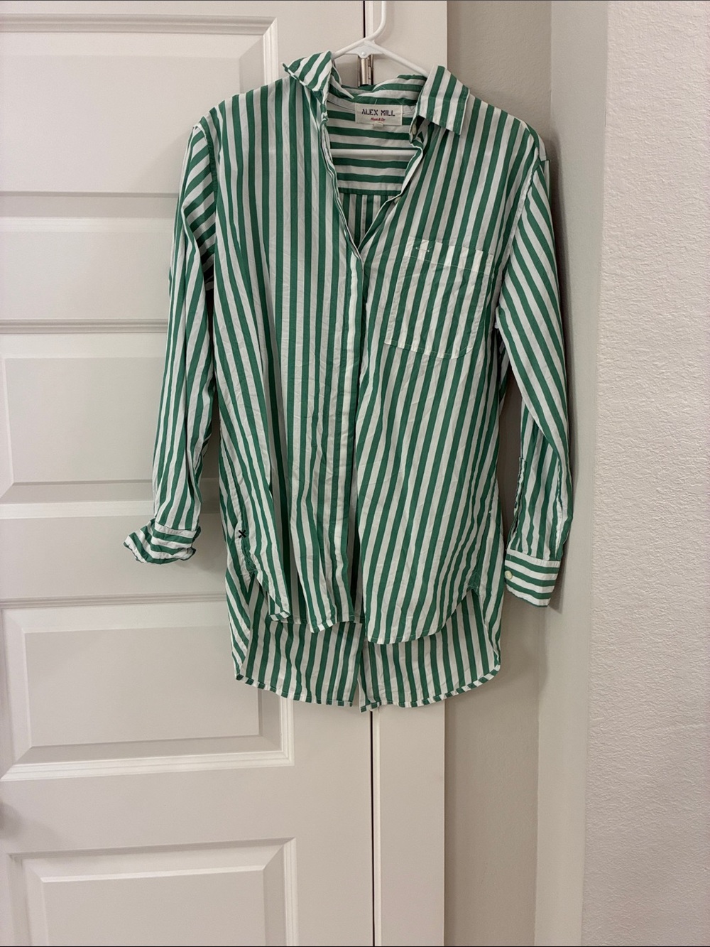 Alex Mill Green & White Striped Button-Up Shirt